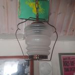 Äldre Taklampa i Glas / Mässing / Koppar. 