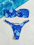 Blått blommigt bikiniset