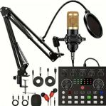 Podcast-Streamingpaket – V8s Ljudkort + Guld Mikrofon