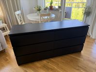 Svart Malm byrå 6 lådor