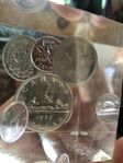 Canadian coins in resin