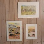 Handmålade inglasade bilder från 70-/80-talet
