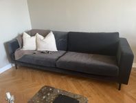 Soffa mörkgrå sammet 218 cm 