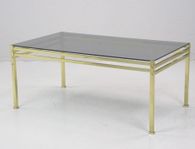 SOFFBORD i rökfärgat glas och mässing från 1970-tal