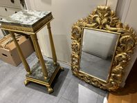 vintage antik piedestal marmor väggspegel guldkant barock