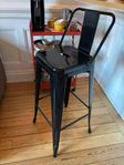 2st barstolar I blank svart, 80cm höga
