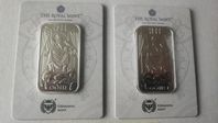 Två 1 oz Silver Odin Bars från Royal Mint