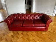 2st Äkta 3-sits Chesterfield soffor oxblod 