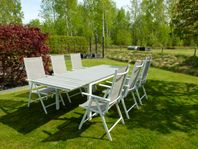 Utegrupp, stort bord med 6 stolar