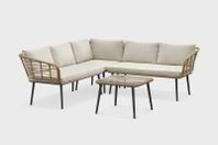 Loungemöbler 5 sits soffa med bord beige bambu utomhusmöbl