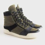 Balmain x HM High Top Sneakers Green Sude Black Leather