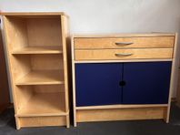 ikeaskåp och hylla i björk