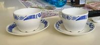 Stig Lindberg, Gustavsberg, 2 kaffekoppar med fat