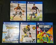 FIFA, NHL, NBA, Trials, Just Dance 15 - PS4 mycket bra skick
