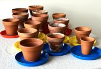 Krukor med fat, terrakotta, 8-15 cm, 15 st