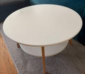 JEGIND Soffbord JEGIND Ø80 m/hylla vit/natur