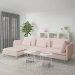 IKEA Söderhamn ljusrosa divansoffa, ev grå klädsel + fotp
