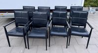 8st matstol Andreu World svart med sits och rygg i läder