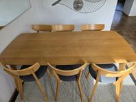 Matgrupp, bord 6st stolar och iläggsskivor