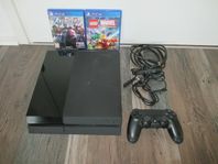 Playstation 4 i bra skick med spel och tillbehör.