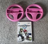 Mario Kart spel + två rosa rattar Nintendo Wii 