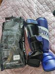 Boxnings Super Pro Fot/Benskydd Combat Gear Mörkblå
