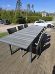 bord +iläggsskiva och 6 stolar 