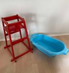 Matstol / barnmatstol retro i trä för barn och badbalja.