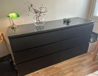 Malm byrå IKEA 6 lådor inkl glasskiva