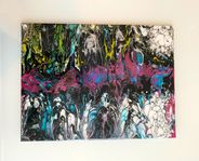 Abstrakt tavla 30 x 40 cm. - glossy flow teknik 
