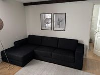 Svart soffa med divan - väldigt fint skick 