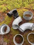Oanvända  plåtdetaljer – rördelar, böjar och fästen