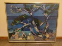 Camille Hilaire, 1916-2004, snyggt kubistiskt tryck på duk