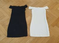 2 st klänningar svart och vit strl xs. 400kr Gina Tricot