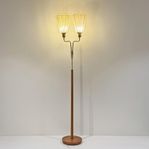 Golvlampa, 2-armad, Midcentury Modern, teak & mässing, 50/6