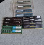 DDR3 Ram-Minne / Corsair / Fury / HyperX m.m.