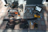 Verktygsbälte/färgskrapor/värmepistol/klammerpistol