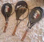 3 x Retro Tennis Racket med fodral (Toppskick) Endast Bud?