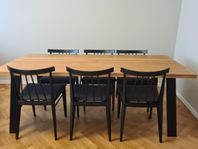 Matbord Massiv vitoljad ek, 210x95 + extra tilläggsskiva