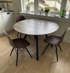 Matgrupp: 4 stolar + runt matbord (120 cm)