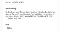 Gense Nobel.  Bestick. Gunnar Cyrén. 