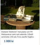 Diskbänk med plattor.