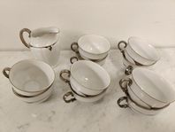 Bröllop, vintage, retro, charmiga blandade kaffeserviser