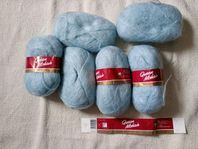 Garn, mohair, ljusblått, 7 st nystor