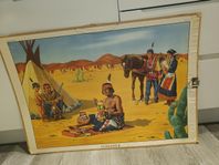 gammal skolplansch, indianer