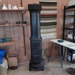 Gjutjärnskamin, modell cylinder. Drammens järnverk. År 19