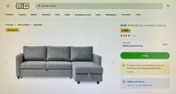 MIO Skaftö grå bäddsoffa, 3-sits med flyttbar schäslong