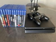 Playstation 4 Slim 500GB med 13 spel+ 2 kontroller& 13 spel
