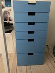 Ikeabyrå "Stuva", 6 blå lådor