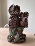 Keramik Uggla ugglor handgjord konst skulptur dekor decor 